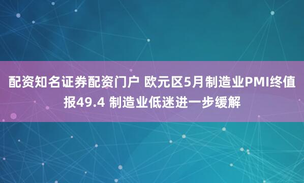 配资知名证券配资门户 欧元区5月制造业PMI终值报49.4 制造业低迷进一步缓解