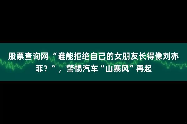 股票查询网 “谁能拒绝自己的女朋友长得像刘亦菲？”，警惕汽车“山寨风”再起