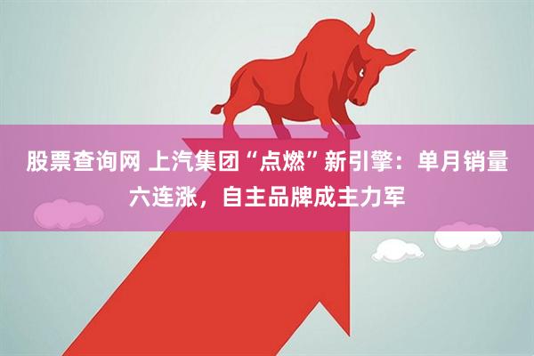 股票查询网 上汽集团“点燃”新引擎：单月销量六连涨，自主品牌成主力军